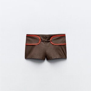 ZARA brown micro shorts with orange detailing
